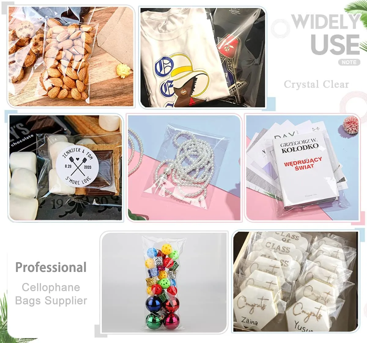 Self Sealing Cellophane Bags 100 Pcs 4 X 5 Inch,Cookie Bags With Seal for Gift Wrapping,Packaging Candies,Dessert,Bakery, Cookies, Chocolate,Party Favo,Wedding and Holiday Packaging