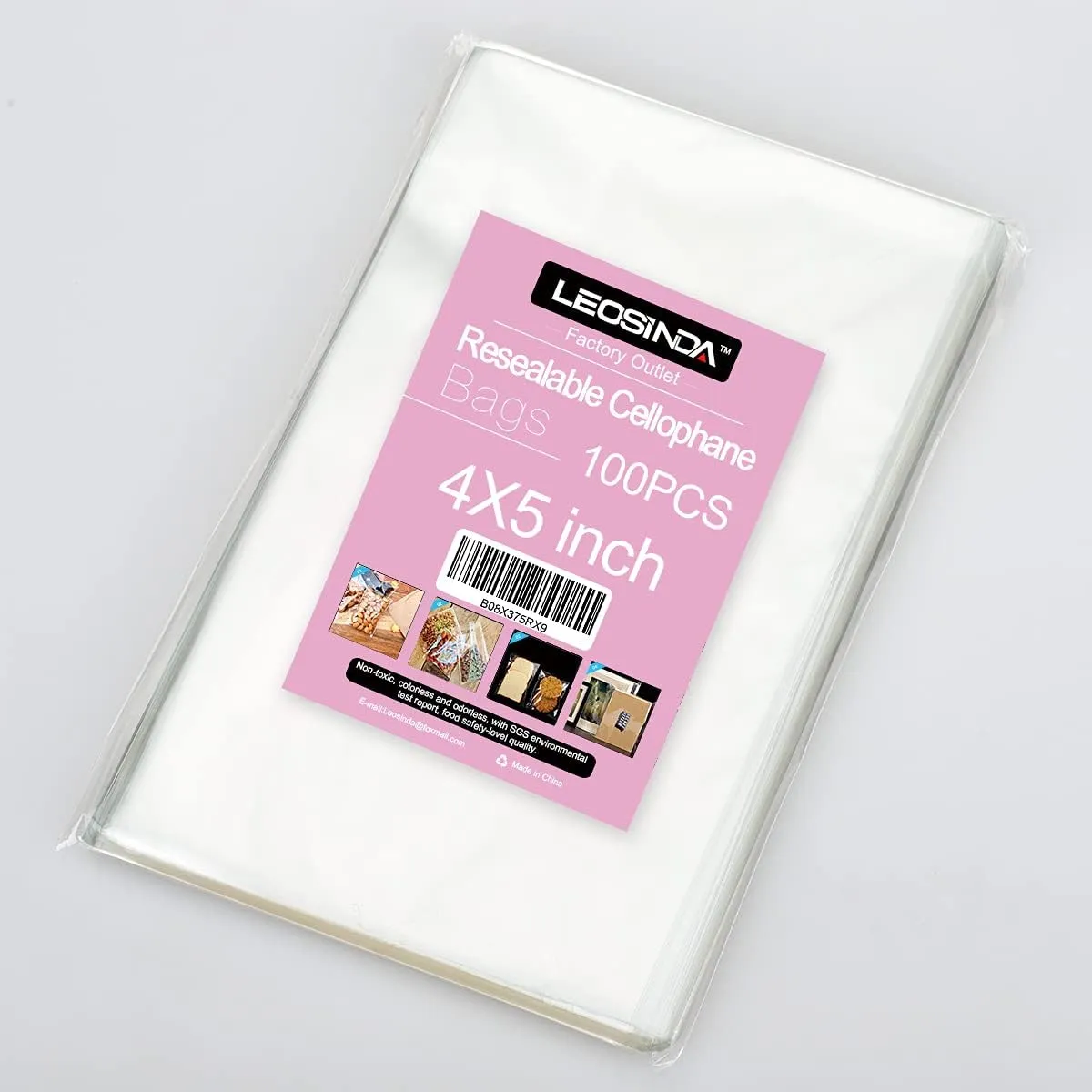 Self Sealing Cellophane Bags 100 Pcs 4 X 5 Inch,Cookie Bags With Seal for Gift Wrapping,Packaging Candies,Dessert,Bakery, Cookies, Chocolate,Party Favo,Wedding and Holiday Packaging