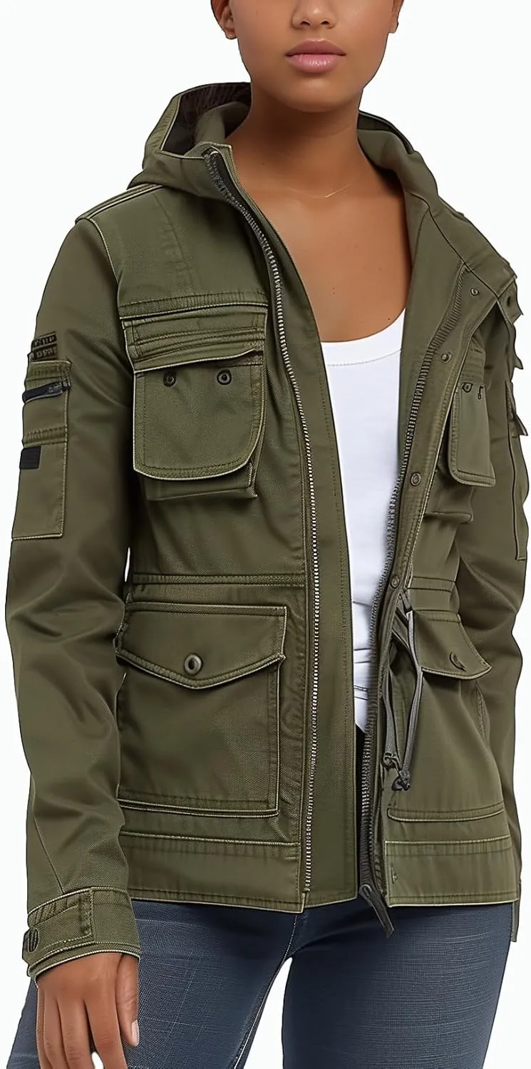 SheKiss Womens Camouflage Shacket Jacket Coats Fashion Fall Long Sleeve Zipper Canvas Camo Jackets with Pockets