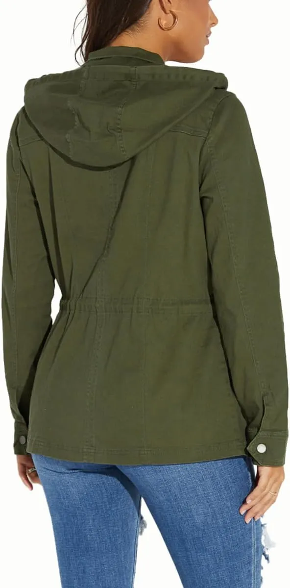 SheKiss Womens Camouflage Shacket Jacket Coats Fashion Fall Long Sleeve Zipper Canvas Camo Jackets with Pockets
