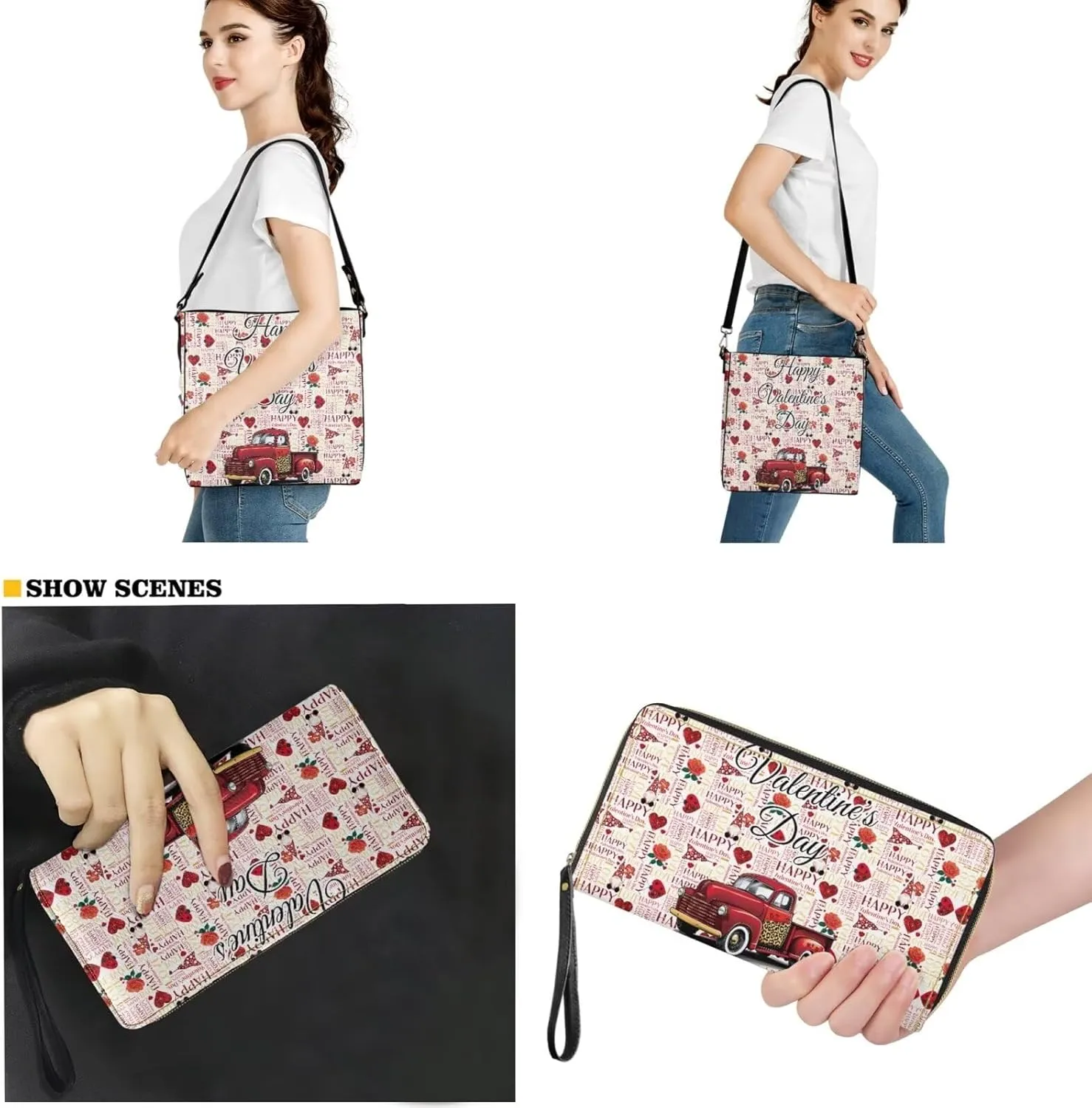 Shoulder Bags Set 2 Piece Saddle Bags Crossbody Bags for Women with Shoulder Strap Wristlet Wallets for Women