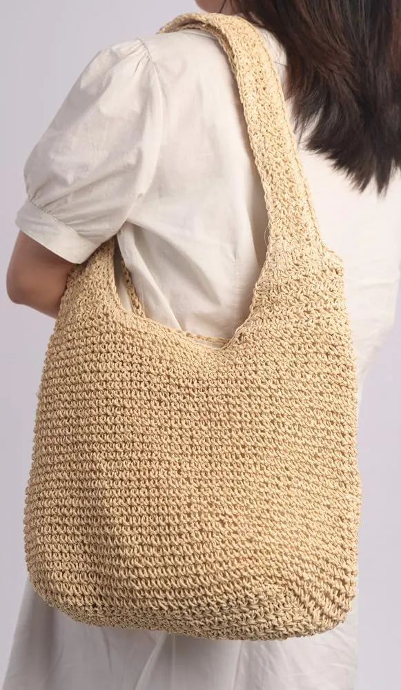 Sither Crochet Bags for Women Summer Beach Large Mesh Tote Bag Handbags Knit Hollow Hobo Bag for Gift