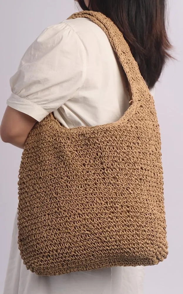 Sither Crochet Bags for Women Summer Beach Large Mesh Tote Bag Handbags Knit Hollow Hobo Bag for Gift