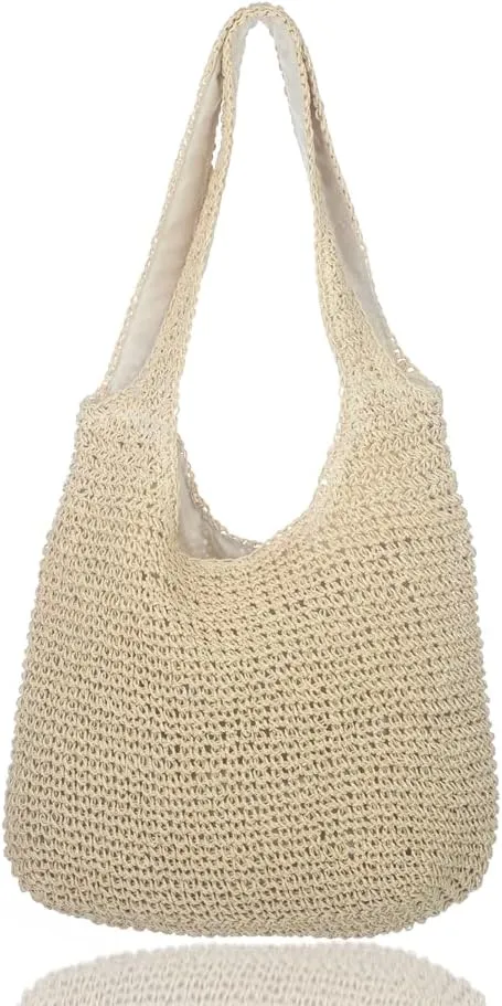 Sither Crochet Bags for Women Summer Beach Large Mesh Tote Bag Handbags Knit Hollow Hobo Bag for Gift