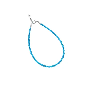Small Bead Waterproof Anklets for Women Beach Foot Ankle Bracelet Cute Colorful Friendship Beaded Anklets 9 inches (blue)