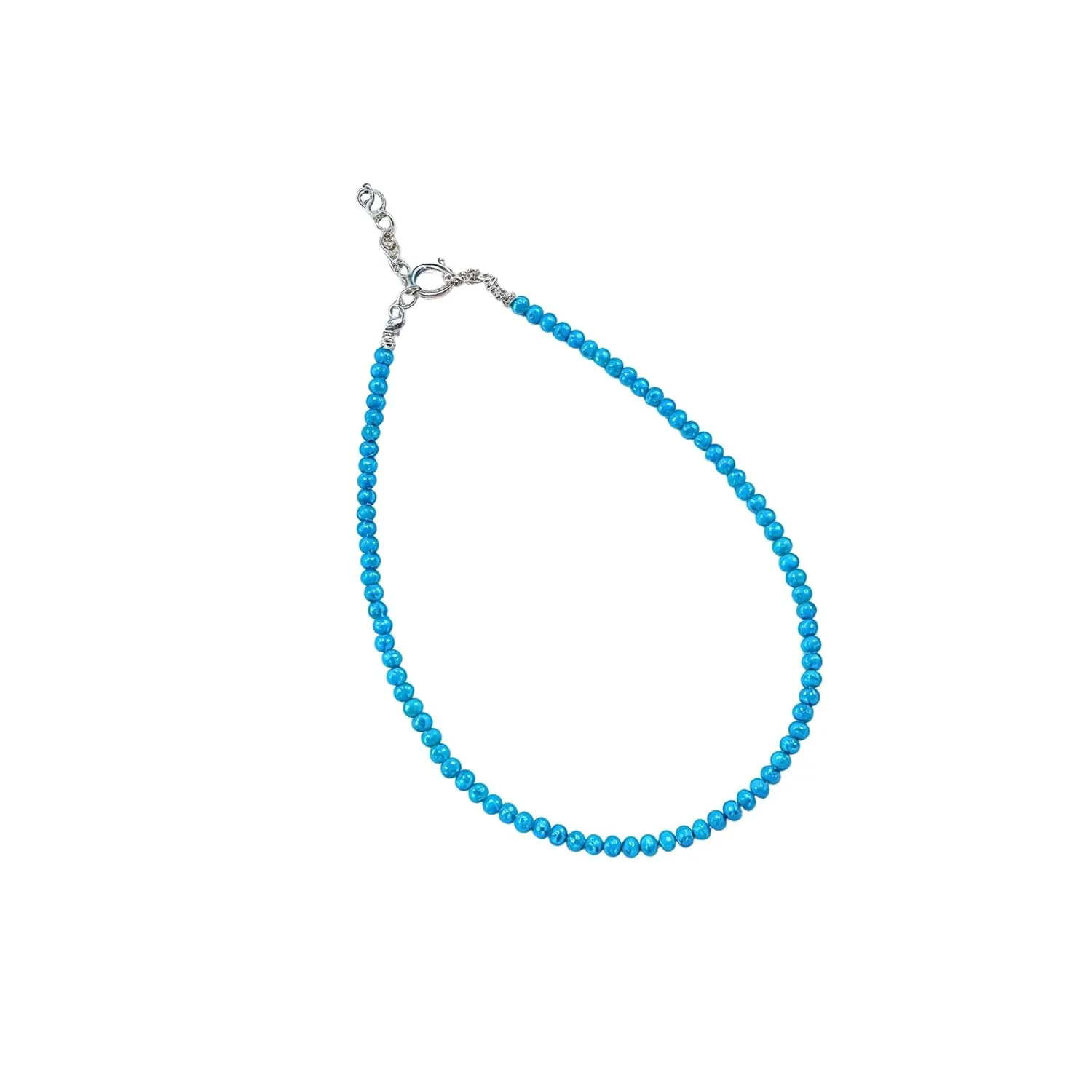 Small Bead Waterproof Anklets for Women Beach Foot Ankle Bracelet Cute Colorful Friendship Beaded Anklets 9 inches (blue)