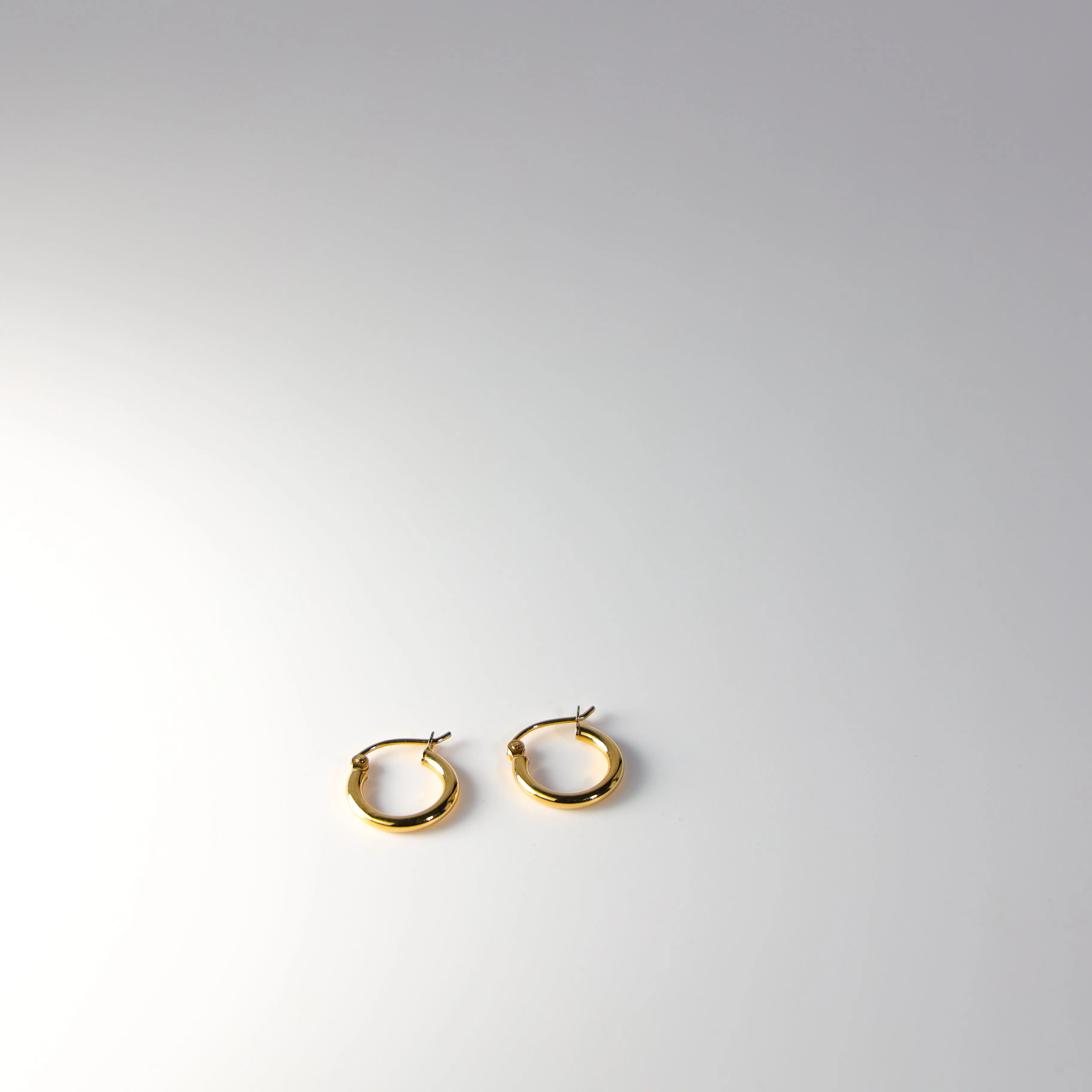 Small Gold Huggie Hoop Earrings 13MM Width Model-ER143