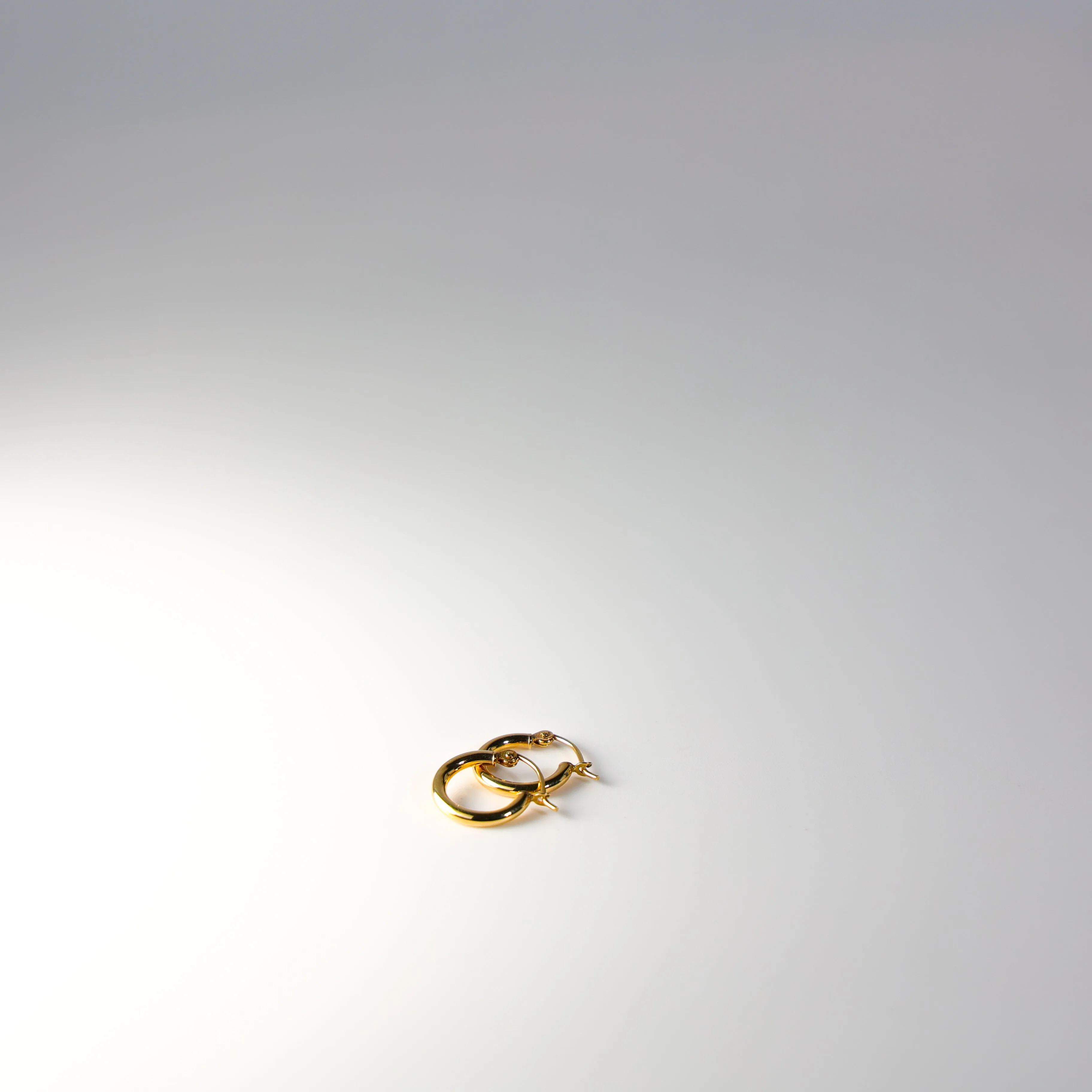 Small Gold Huggie Hoop Earrings 13MM Width Model-ER143