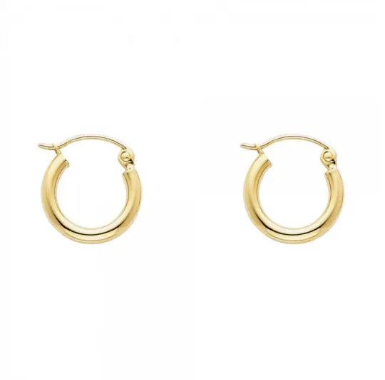 Small Gold Huggie Hoop Earrings 13MM Width Model-ER143