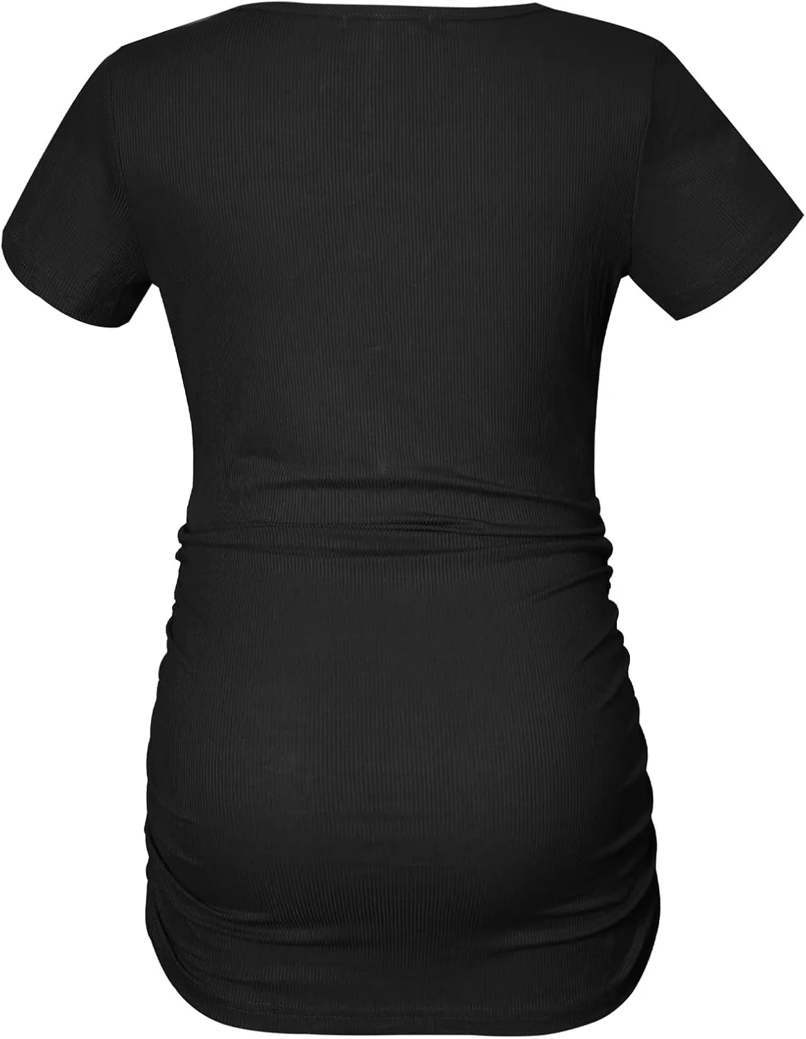 Smallshow Women's Maternity Shirts Ribbed Ruched Pregnancy Clothes Tops 3 Packs