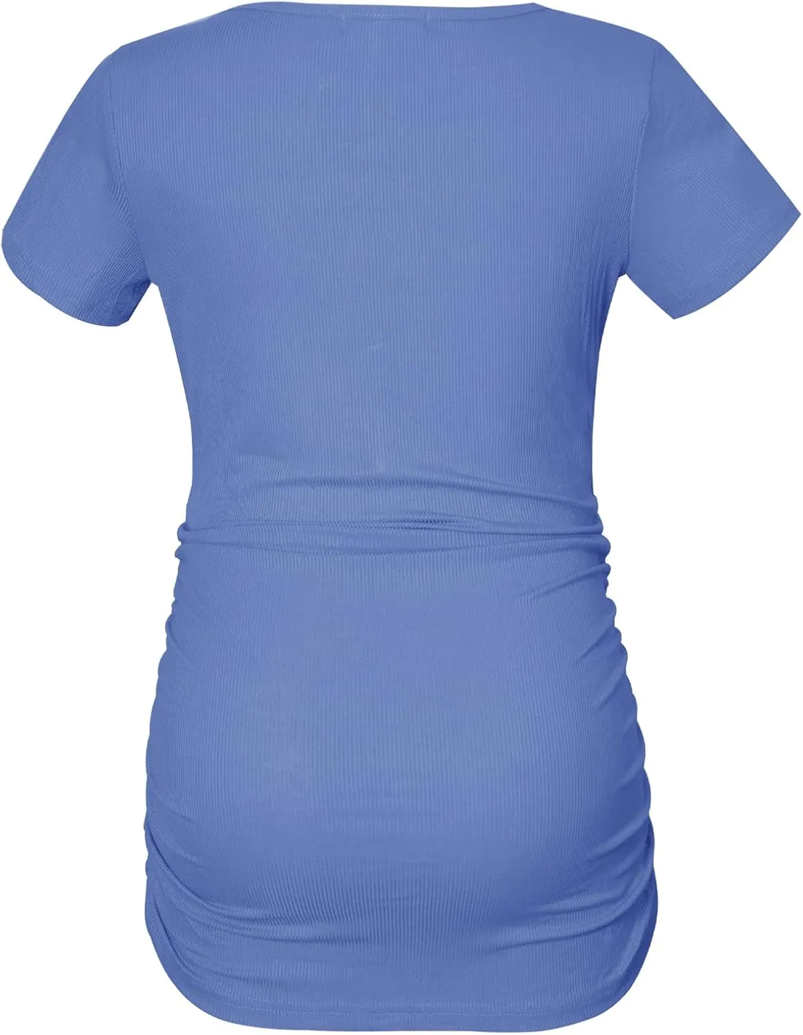 Smallshow Women's Maternity Shirts Ribbed Ruched Pregnancy Clothes Tops 3 Packs