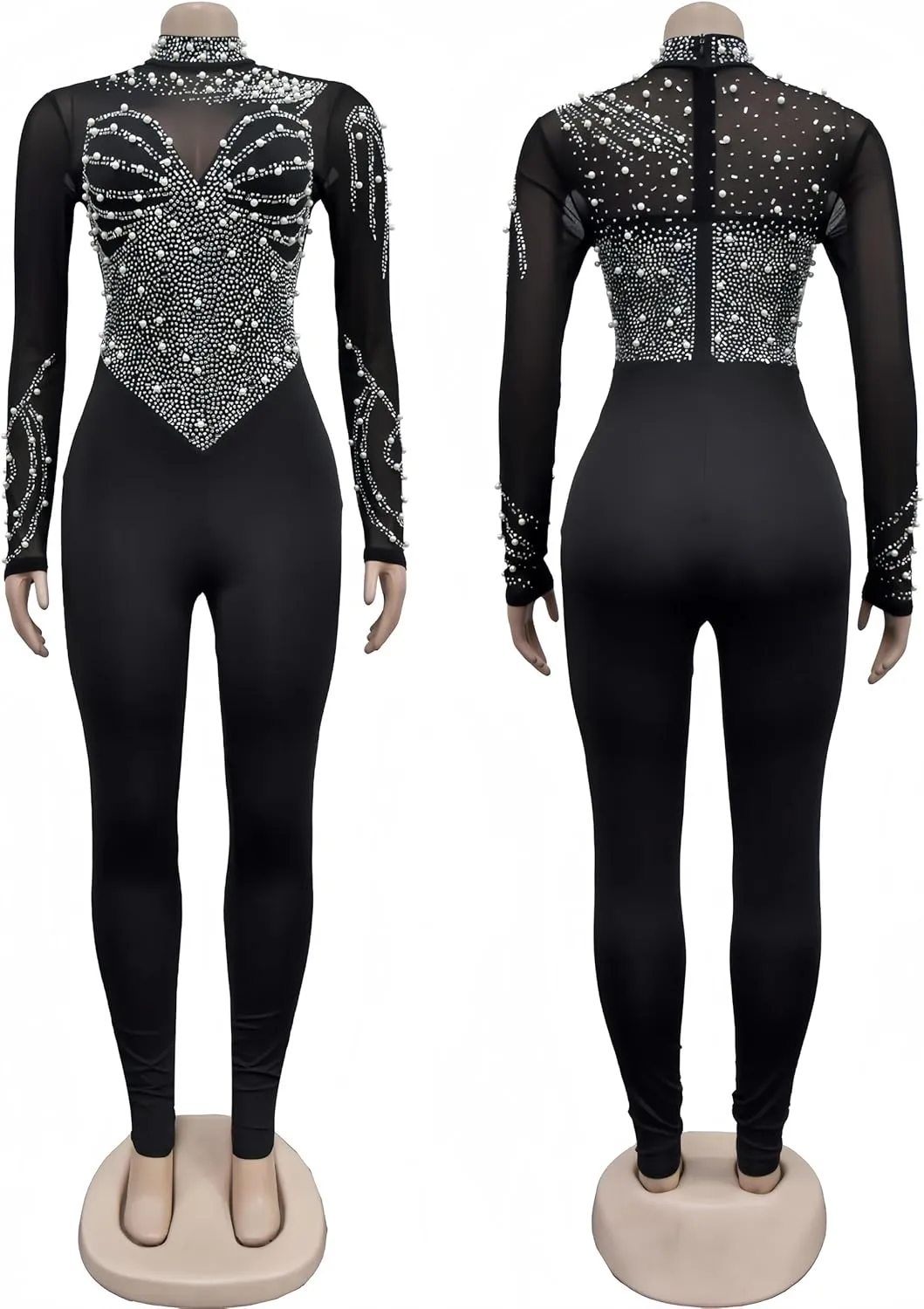 Sparkly Rhinestone Embellished Jumpsuit Sexy Birthday Outfits for Women