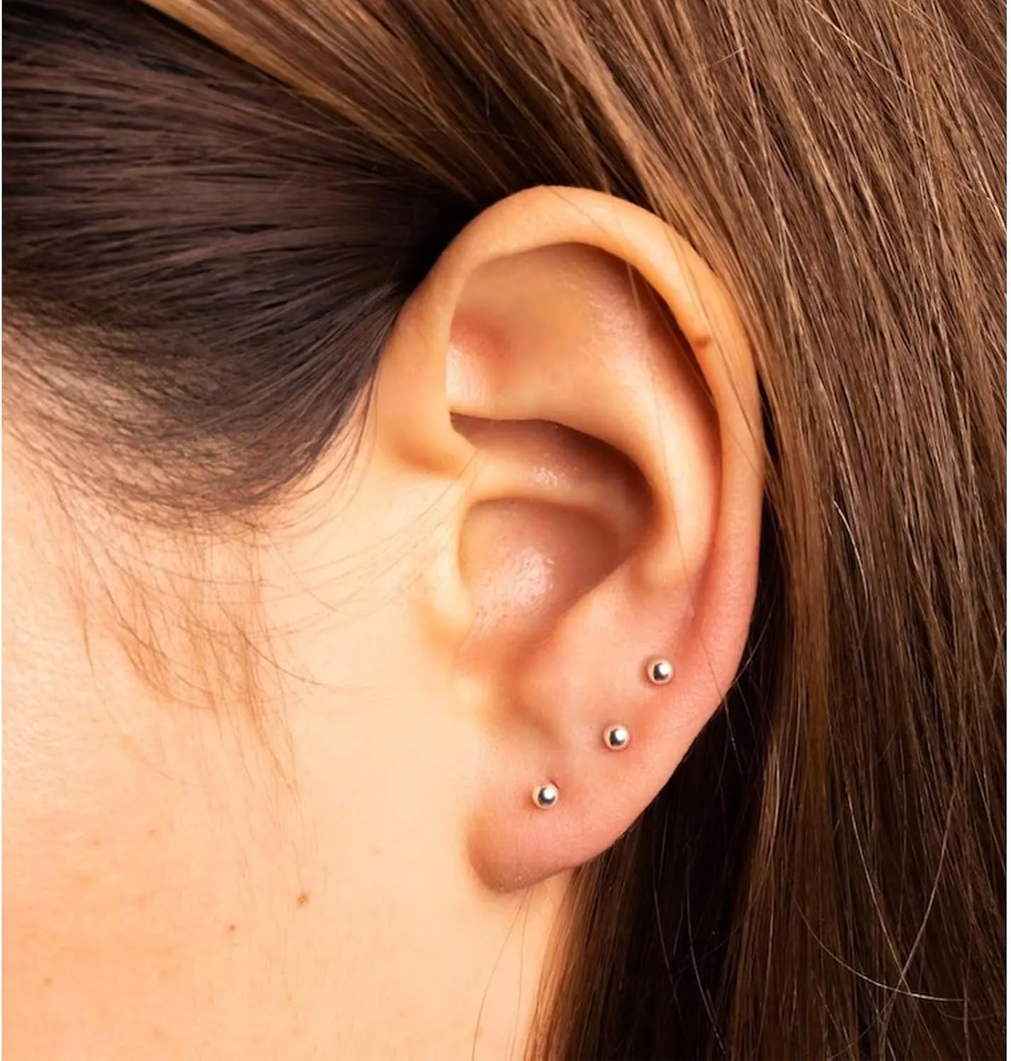 Sterling Silver Round Ball Stud Earrings for Women Men, 3 Pairs Hypoallergenic Small Tiny Stud Earring Set (Diameter 2/3/4mm)