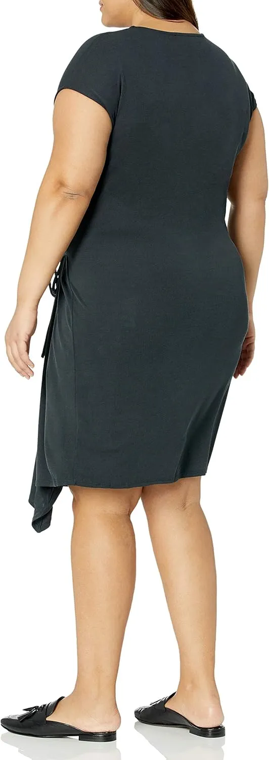 Sugar Lips Women's Size Wrap Front Knit Short Sleeve Midi Dress Plus