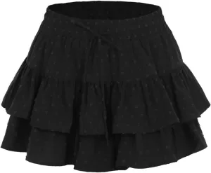 Summer Flowy Shorts for Women Ruffle Skorts Polka Dot Skirts High Waisted Tiered Mini Tennis Skort