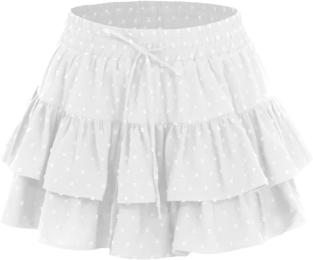 Summer Flowy Shorts for Women Ruffle Skorts Polka Dot Skirts High Waisted Tiered Mini Tennis Skort
