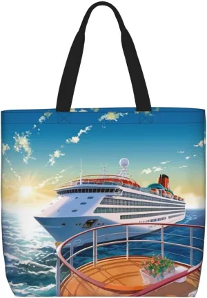 Summer Sea Cruise Tote Bag for Women Hobo Handbags with Zipper Large Shoulder Bag Shopping Bags Travel Purse