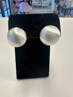 The Classic Button Earring - Brushed Silver