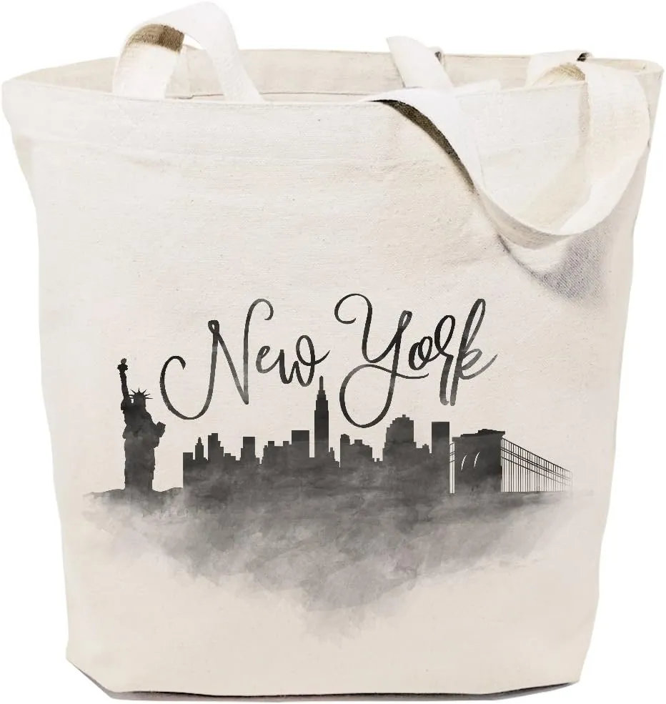 The Cotton & Canvas Co. Cityscape, Souvenir, Beach, Shopping and Travel Reusable Shoulder Tote and Handbag
