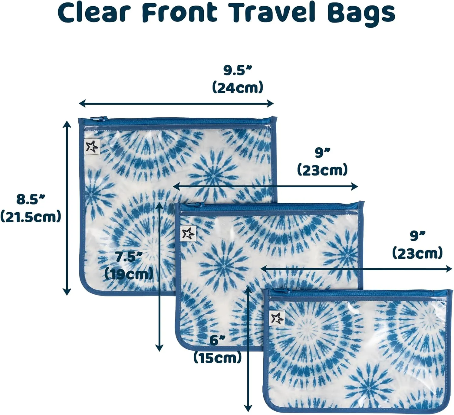 Tiny Twinkle Mess-proof Travel Bags, Airline Compliant, Zipper Closure, Clear Front Pouch, Diaper Bag Packing, Toiletry or Cosmetics Organizer