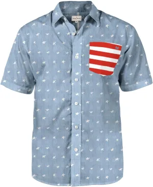 Tipsy Elves Patriotic Shirts for Men - USA Short Sleeve Button Up American Flag Shirts for Men for 4th of July