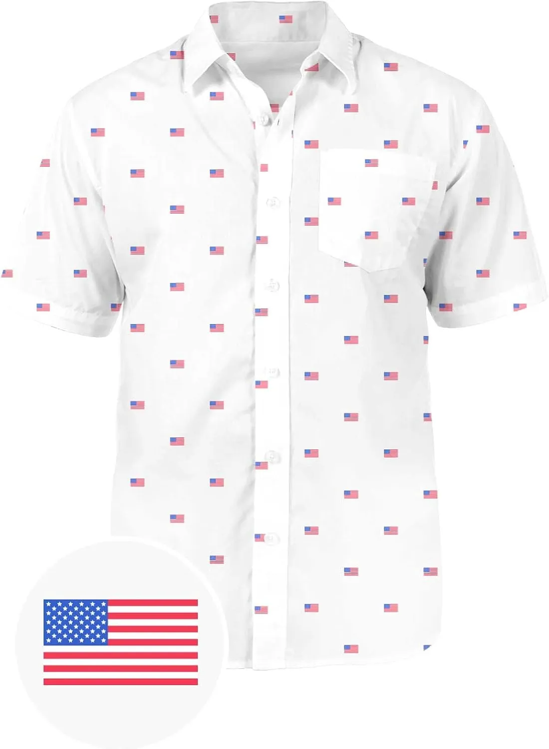 Tipsy Elves Patriotic Shirts for Men - USA Short Sleeve Button Up American Flag Shirts for Men for 4th of July