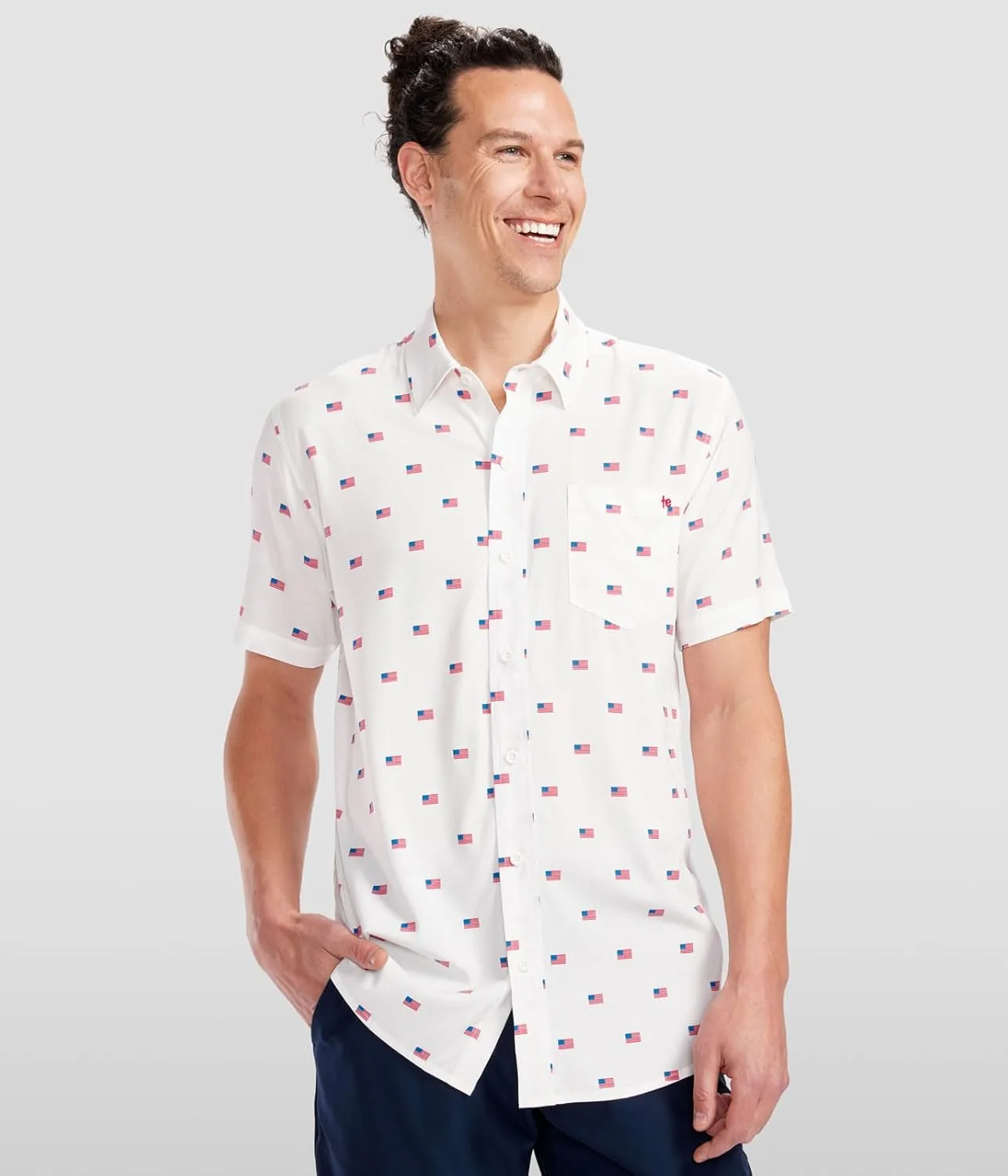 Tipsy Elves Patriotic Shirts for Men - USA Short Sleeve Button Up American Flag Shirts for Men for 4th of July