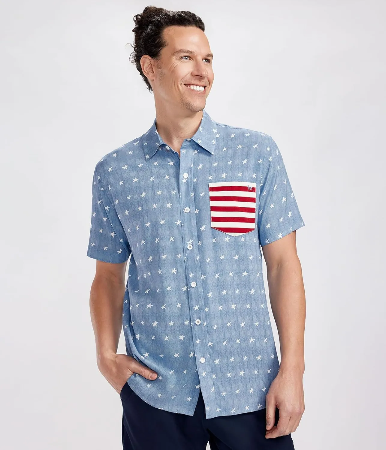 Tipsy Elves Patriotic Shirts for Men - USA Short Sleeve Button Up American Flag Shirts for Men for 4th of July