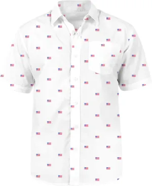 Tipsy Elves Patriotic Shirts for Men - USA Short Sleeve Button Up American Flag Shirts for Men for 4th of July