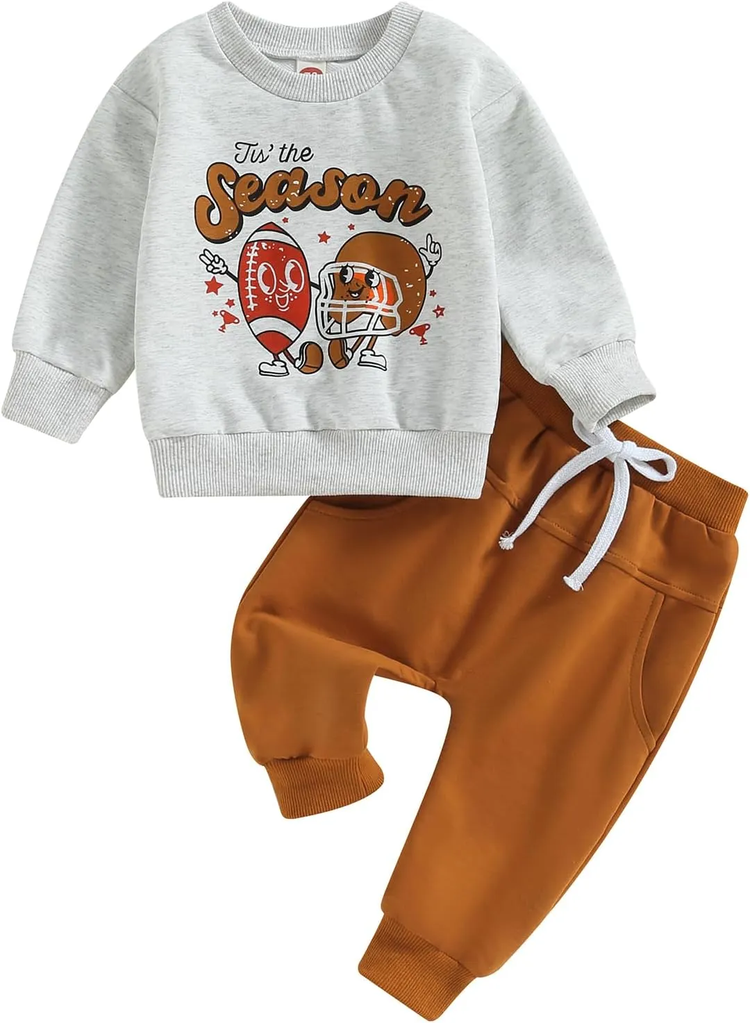Toddler Baby Boy Football Outfit On Sundays We Watch Football with Daddy Sweatshirt Top Pants Set Fall Clothes