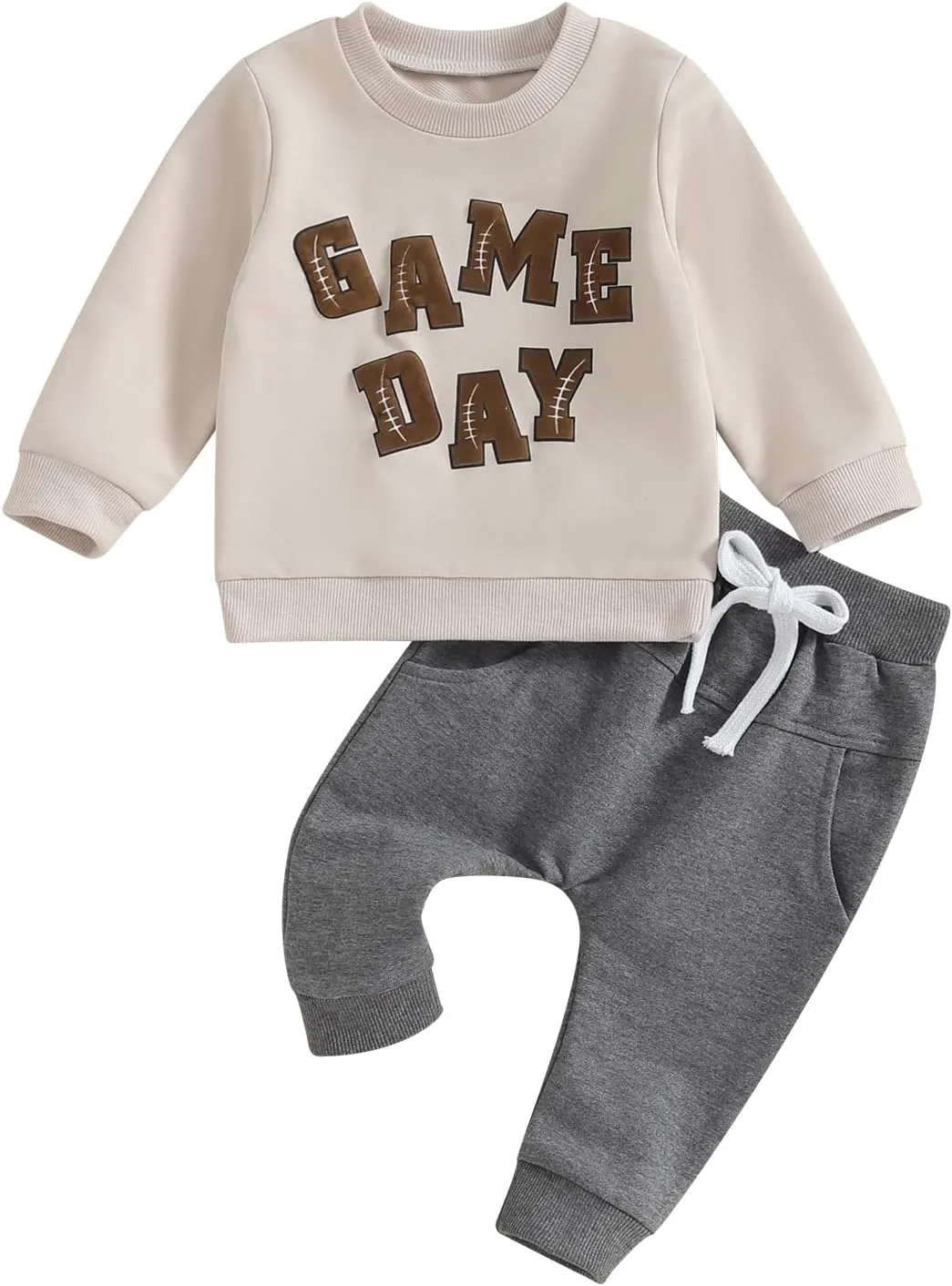 Toddler Baby Boy Football Outfit On Sundays We Watch Football with Daddy Sweatshirt Top Pants Set Fall Clothes