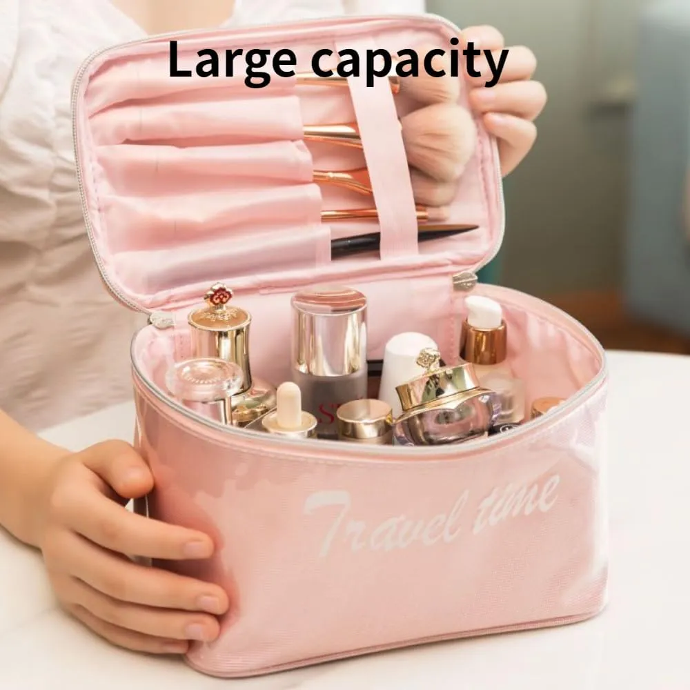 Toiletry Bag for Women Men, Waterproof Makeup Cosmetic Bag Travel Organizer Travel Bag Large Capacity Tote Bag Handbag (Silver Blue)