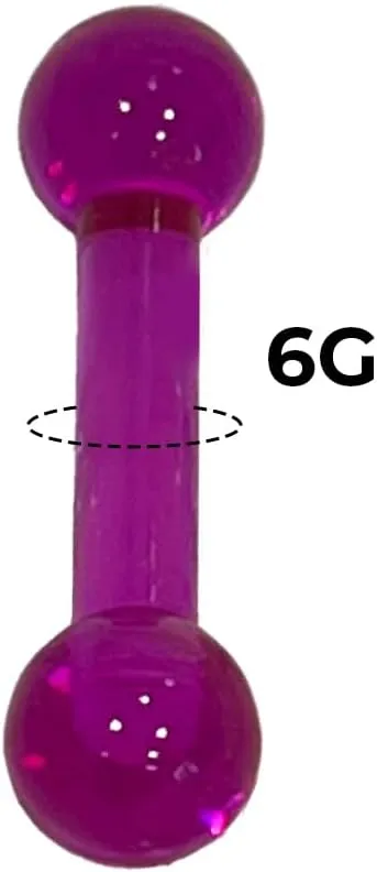 Tongue Ring 6G External Threaded UV Reactive Acrylic Straight Barbell Piercing Bar 5/8 Inch (15mm)