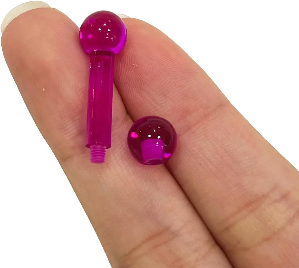 Tongue Ring 6G External Threaded UV Reactive Acrylic Straight Barbell Piercing Bar 5/8 Inch (15mm)