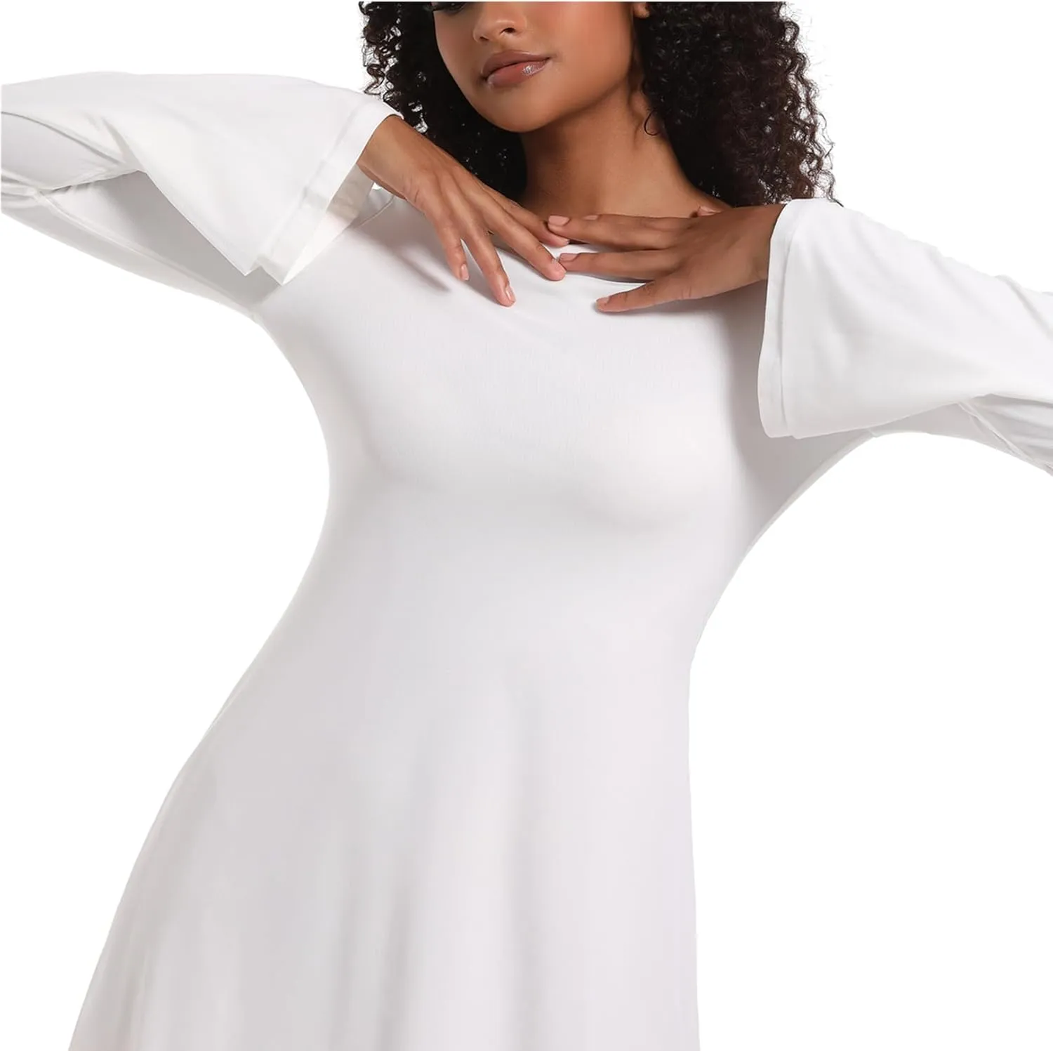 Topcloset Womens Bodice Dress Long Sleeve Dress Backless Flare Mini Dresses Going Out Party Club Dress