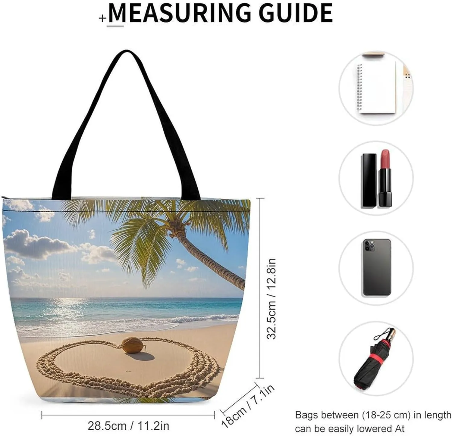 Tote Bag for Women Grocery Bag Ocean Beach Theme Foldable Shopping Bags Reusable Large Tote Bag