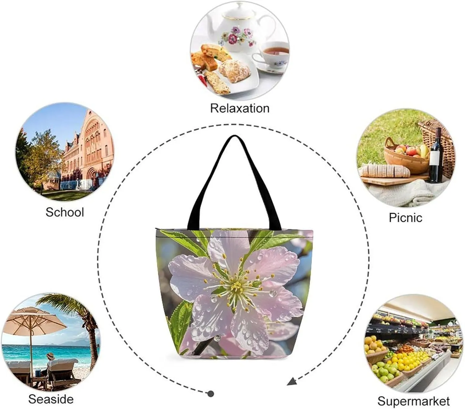 Tote Bag for Women Grocery Bag Red Heads Cranes Foldable Shopping Bags Reusable Large Tote Bag