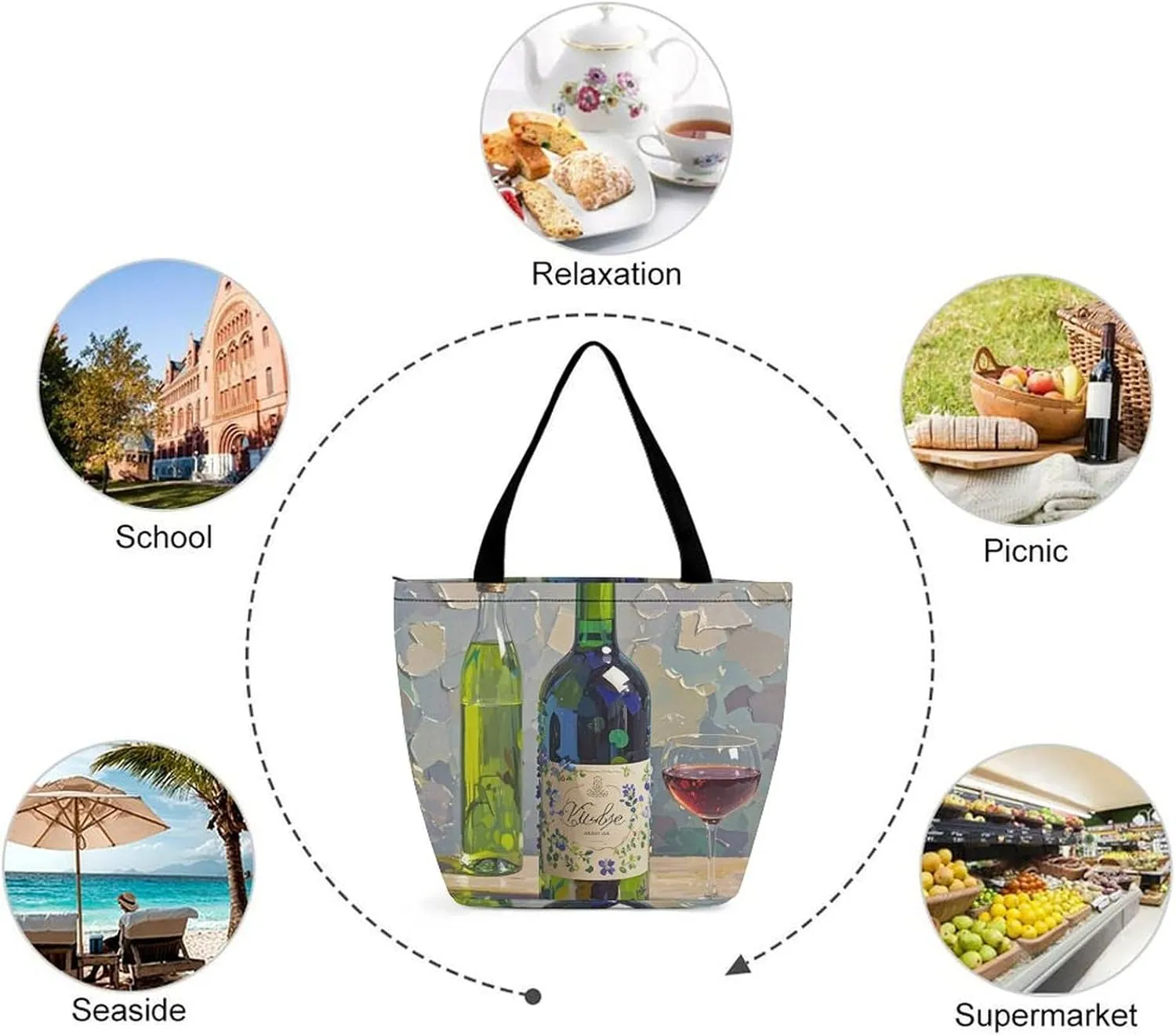 Tote Bag for Women Grocery Bag White Doves Fly Foldable Shopping Bags Reusable Large Tote Bag