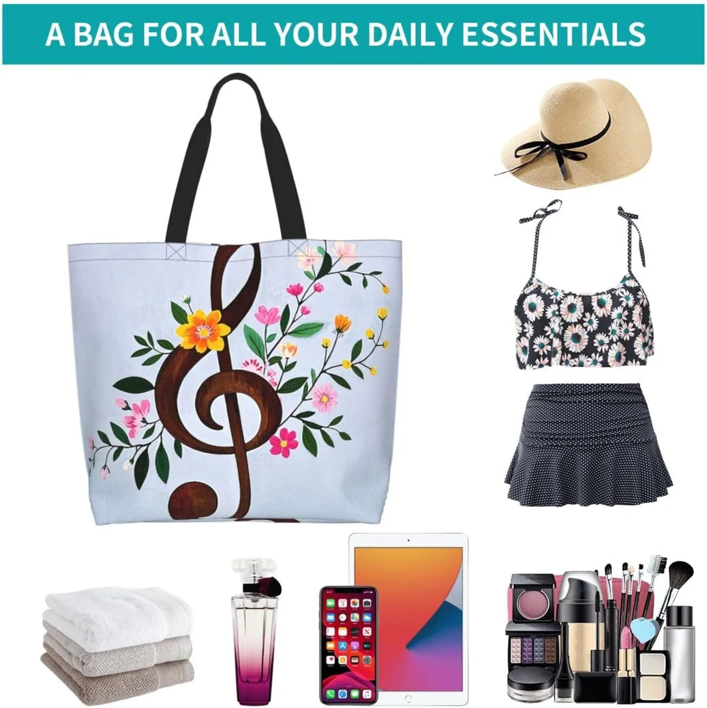 Tote Bag for Women Northern Lights Grocery Bag Foldable Shopping Bags Reusable Large Tote Bag