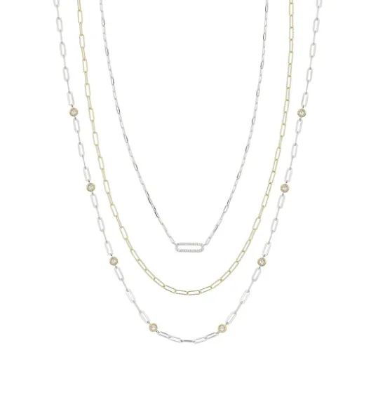 Two Tone Versatile Triple Necklace Set (SI5257)