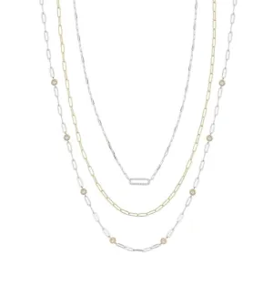 Two Tone Versatile Triple Necklace Set (SI5257)