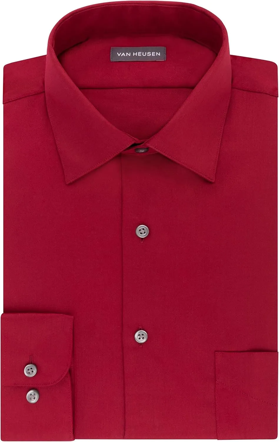 Van Heusen Men's Dress Shirts Regular Fit Lux Sateen Stretch Solid