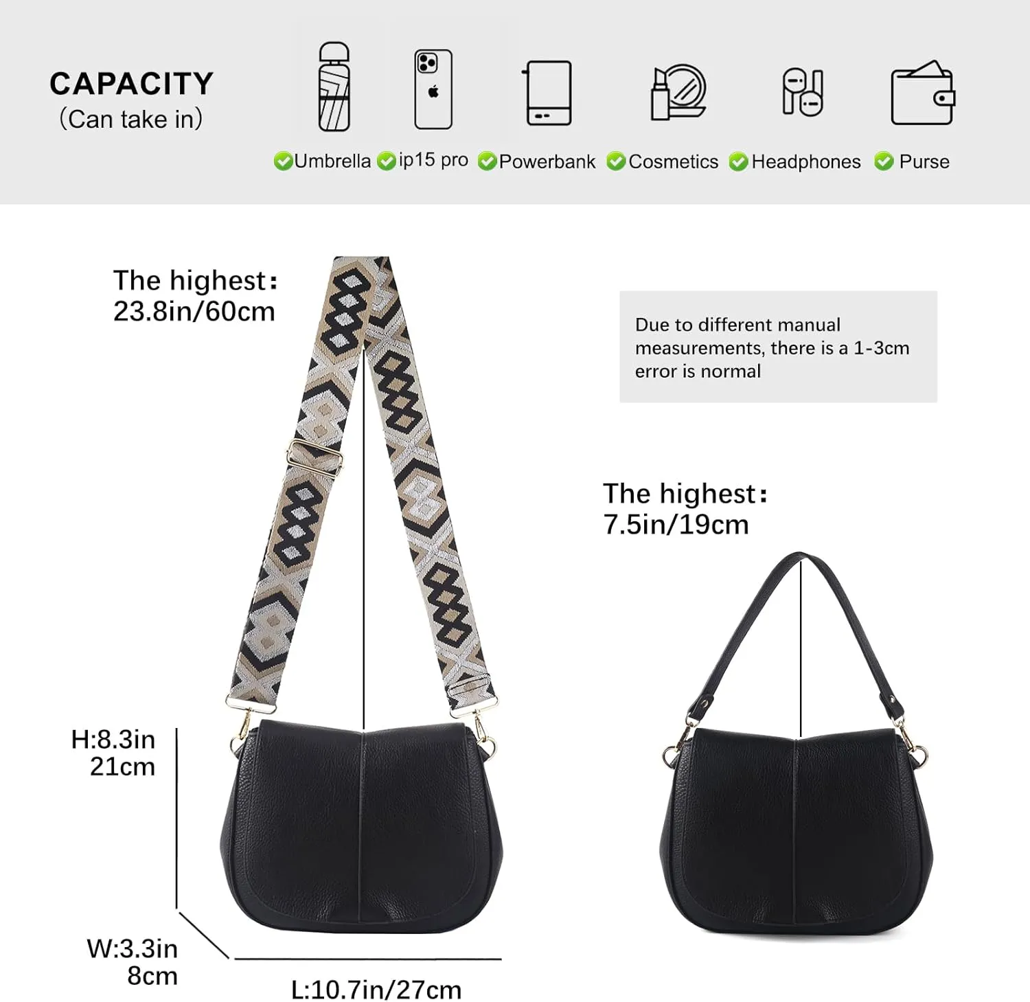 Vegan Leather Hobo Purses, Crossbody Bags for Women, Shoulder Handbags with Wide Strap