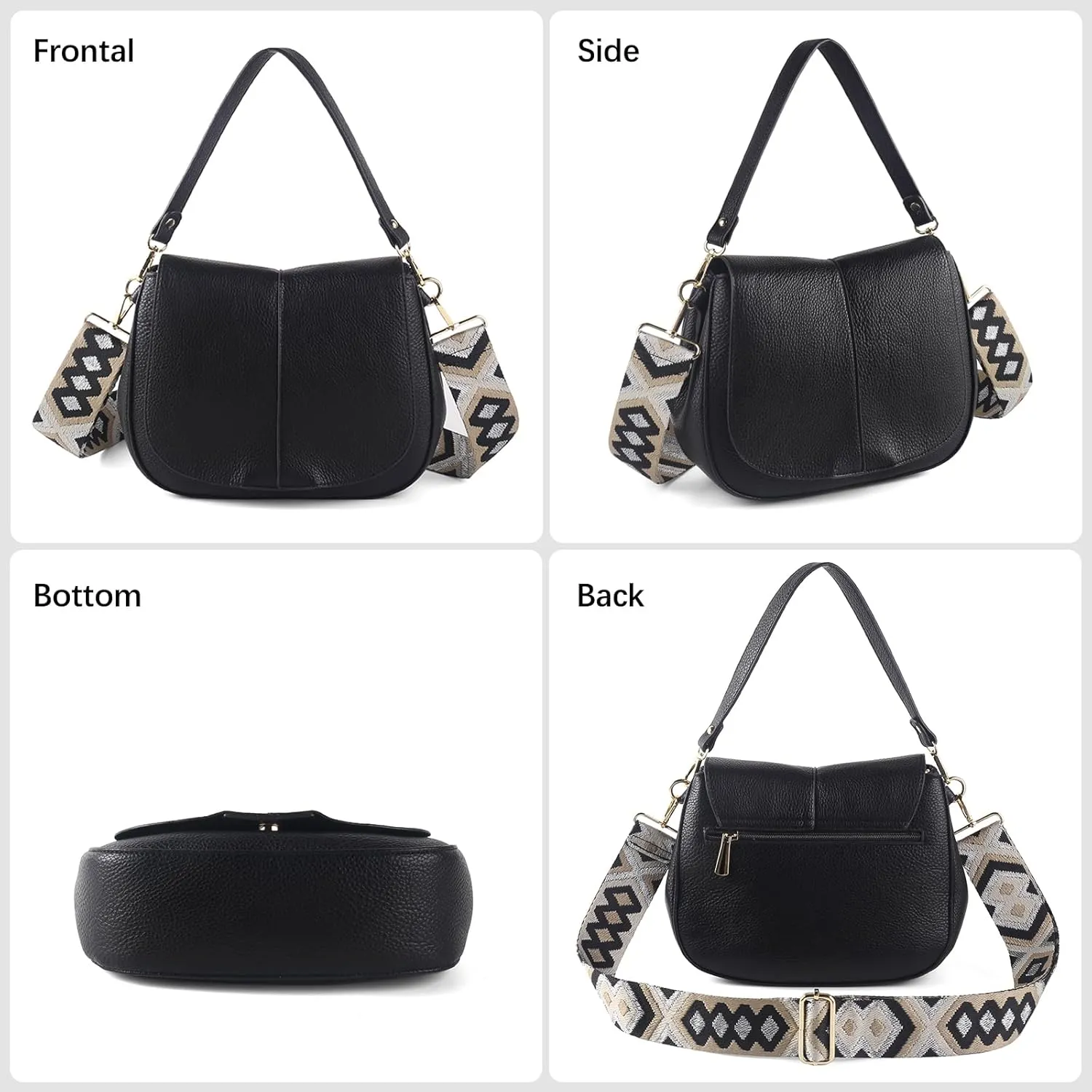 Vegan Leather Hobo Purses, Crossbody Bags for Women, Shoulder Handbags with Wide Strap