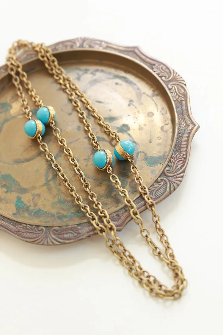 Vintage Turquoise and Gold Chain Necklace