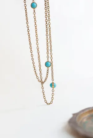 Vintage Turquoise and Gold Chain Necklace