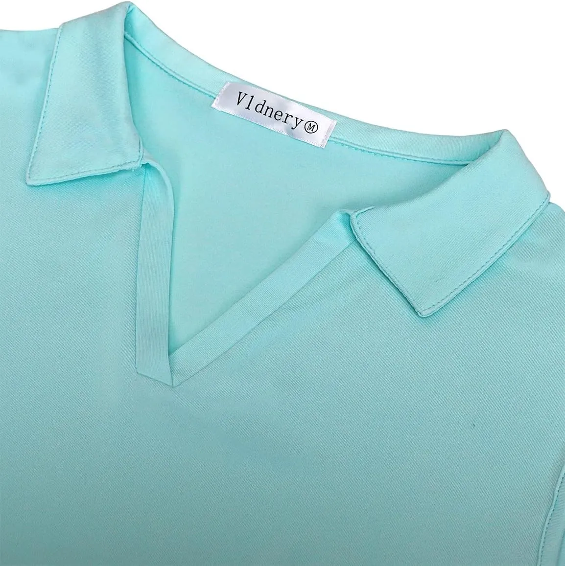 Vldnery Women's Golf Shirts Short Sleeve v Neck Loose Fit Plain Workout Tennis Polo T-Shirts