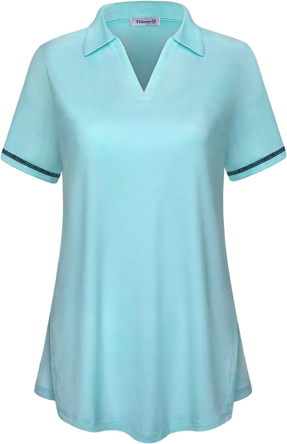 Vldnery Women's Golf Shirts Short Sleeve v Neck Loose Fit Plain Workout Tennis Polo T-Shirts