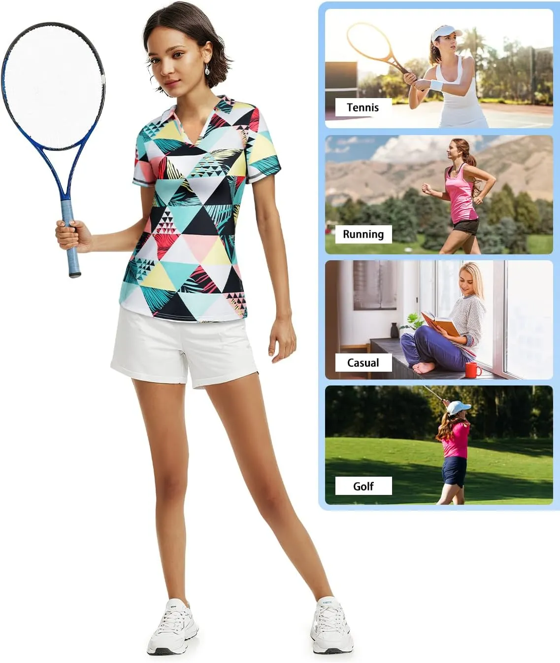 Vldnery Women's Golf Shirts Short Sleeve v Neck Loose Fit Plain Workout Tennis Polo T-Shirts