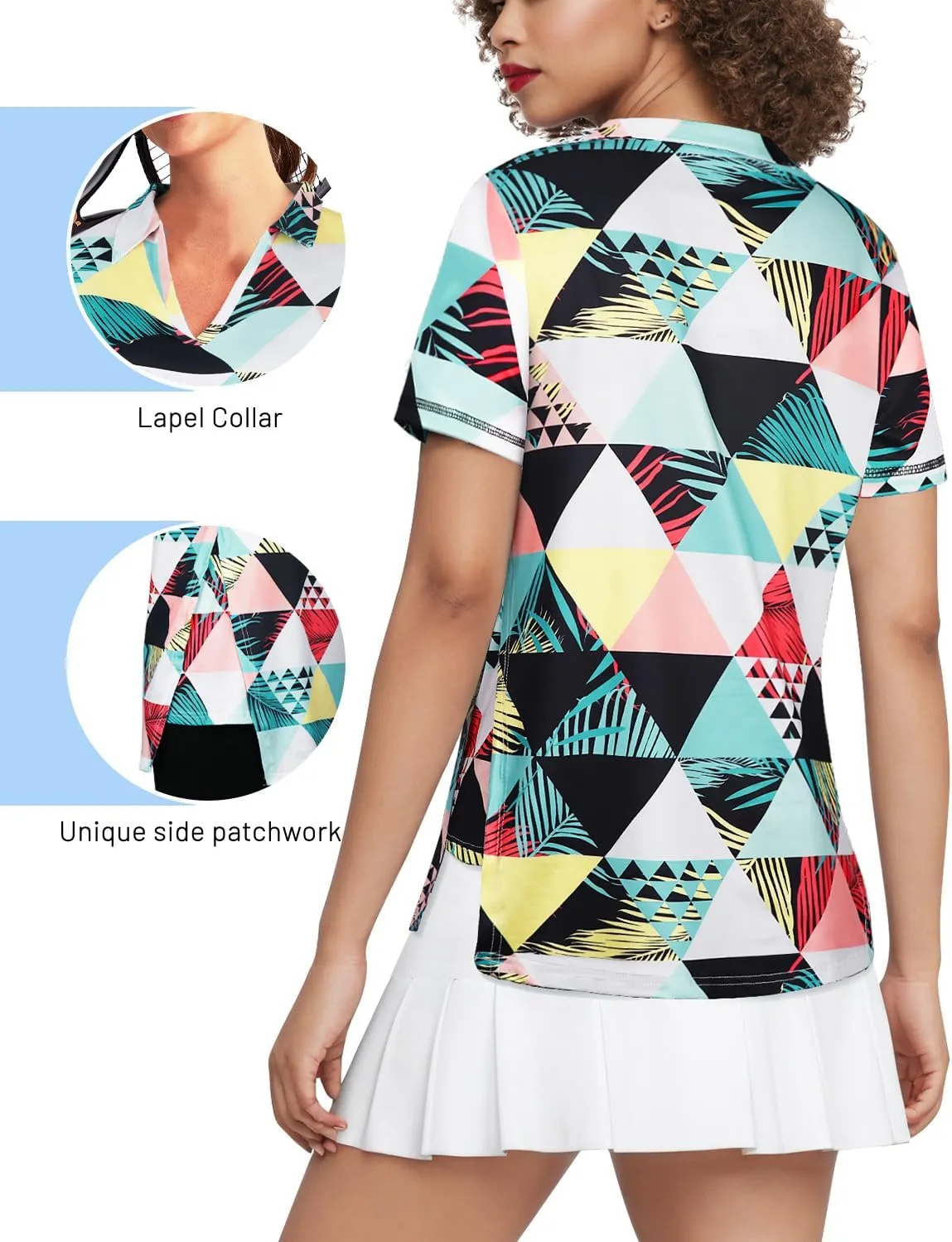 Vldnery Women's Golf Shirts Short Sleeve v Neck Loose Fit Plain Workout Tennis Polo T-Shirts